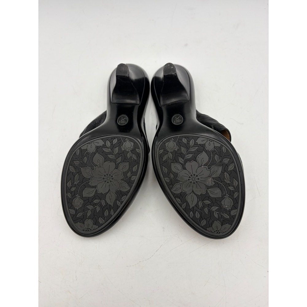 Sofft Slide Sandals Black Leather Embroidered Kitten Heel Women 10M Noel Comfort - Picture 8 of 9